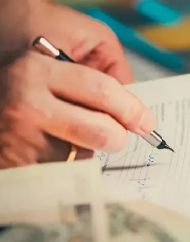 Pessoa organizando os comprovantes para a declaração do imposto de renda